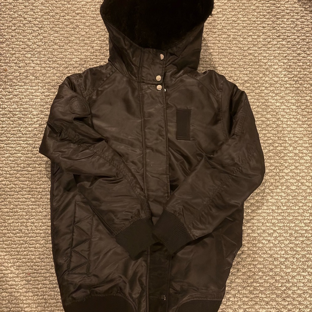 Zara Black Bomber Jacket with Hood